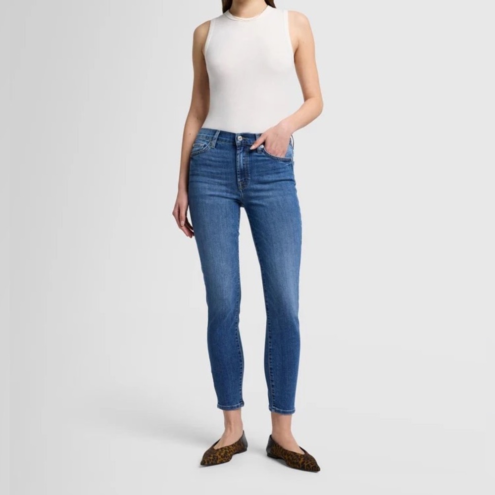 High waist ankle skinny medium wash